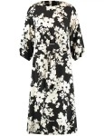 Vorschaubild 1 von Damen Freizeitkleid Midikleid Blumenmuster Schwarz Weiß Gr. 38 M