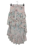 Vorschaubild 1 von Faltenrock Damen 42/XL Beige Blumenmuster Rüschen Maxirock