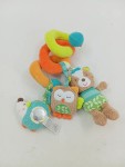 Vorschaubild 1 von Kinderwagenkette Mehrfarbig Eule Bär Igel Stoff Plüsch Baby Spielzeug