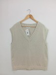 Vorschaubild 2 von Pullunder Damen Rippstrick Baumwolle Beige Gr. 42 Minimalistisch