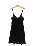 Vorschaubild 2 von Damen Freizeitkleid Samt Schwarz Gr. 32/XXS Elegant Vintage
