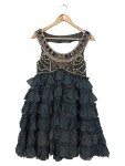 Vorschaubild 1 von Abendkleid Damen Gr. 36/S Schwarz Elegant Pailletten Rüschen Seide