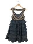 Vorschaubild 2 von Abendkleid Damen Gr. 36/S Schwarz Elegant Pailletten Rüschen Seide