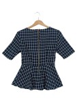 Vorschaubild 2 von Blouson Damen Kariert Blau Elegant 3/4-Arm Gr. 34 XS