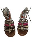 Vorschaubild 1 von Sandalen Damen Gladiator Stil Mehrfarbig Gr. 38 Modisch Tiermotive Nieten