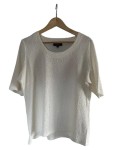 Vorschaubild 1 von Bluse Damen Weiß Gr. 42/XL Viskose Strukturmuster Casual Kurzarm Raffungen