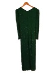 Vorschaubild 2 von Damen Abendkleid Langarm Grün Pailletten Gr. 40;L Elegant