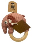 Vorschaubild 1 von Elefant Baby Rassel Rosa Baumwolle Holz Naturbezogen Greifling