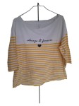 Vorschaubild 1 von Damen Langarmshirt Gr. 44-46 Mehrfarbig Gestreift Schriftzug Casual