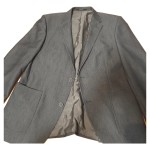 Vorschaubild 1 von Sakko Herren Grau Gr. 54 Gestreift Business Langarm Knopf Polyester