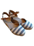 Vorschaubild 1 von Damen Sandaletten Gr. 39 Blau Gestreift Espadrille Casual Schuhe
