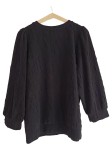 Vorschaubild 2 von Pullover Damen 3/4 Arm Strukturmuster Rippstrick Schwarz Gr. 38 M
