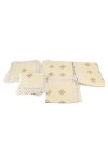 Vorschaubild 1 von Tischdecke Set Beige Baumwolle Vintage Rustikal Geometrisches Muster Häkelrand