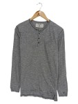 Vorschaubild 1 von Langarmshirt Herren Gr. 48/M Grau Baumwolle Meliert Casual Knopf