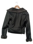 Vorschaubild 2 von Lederjacke Damen Gr. 34/XS Schwarz Uni Casual Langarm Freizeit Polyester