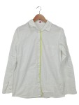 Vorschaubild 1 von Hemdbluse Damen Gr. 38/M Weiß Baumwolle Punkte Casual Langarm Knopf