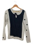 Vorschaubild 1 von Miss Captain Trend Damen Pullover Gr. 40/L Grau Punkte Schleife Baumwolle