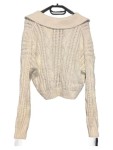 Vorschaubild 2 von Damen Pullover Gr. 36/S Weiß Zopfstrick Lochmuster Cropped Casual