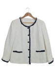Vorschaubild 1 von Blazer Damen Weiß Gr. 44/XXL Baumwolle Strukturmuster Klassisch Knopf