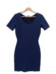Vorschaubild 1 von Businesskleid Damen Blau Elegant Kurzarm Gr. 38 Strukturmuster