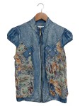 Vorschaubild 1 von Damen Jeansjacke M Mehrfarbig Casual Strass Kurzarm