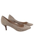 Vorschaubild 1 von Pumps Damen Gr. 37,5 Beige Wildleder Strass Kitten Heel Elegant