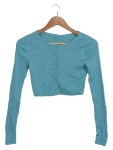 Vorschaubild 1 von Damen Strickjacke Türkis Gr. 34/XS Rippstrick Crop