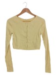 Vorschaubild 1 von Strickjacke Damen Gelb Gr. 36/S Baumwolle Rippstrick Basic Langarm Alltag