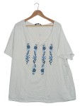 Vorschaubild 1 von Damen Bluse Blumenmuster Stickerei Weiß Gr. 52 Kurzarm