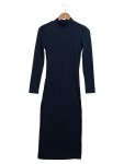 Vorschaubild 1 von Damen Strickkleid Casual Rippstrick Blau Gr. 32/XXS