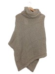 Vorschaubild 1 von Damen Poncho Rollkragen Beige Einheitsgröße Strick Mohair Mix
