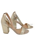 Vorschaubild 1 von Sandaletten Damen Gr. 38 Gold Elegant Blockabsatz Riemchen