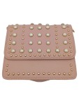 Vorschaubild 1 von Rosa Umhängetasche mit Perlen & goldener Kette 19x15cm Damen