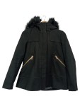 Vorschaubild 1 von Leichter Mantel Damen Schwarz Gr. 34/XS Casual Jacke Kapuze Fellbesatz