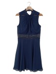 Vorschaubild 1 von Damen Festliches Kleid Gr. 40 Blau Elegant Ärmellos Spitze
