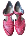 Vorschaubild 2 von Damen Sandaletten Gr. 36 Rot Leder Casual Absatzschuhe