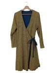 Vorschaubild 1 von Wickelkleid Punkte Gelb Gr. 38 Freizeit Midikleid Schleife Rüschen