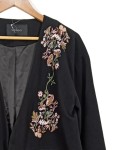 Vorschaubild 3 von Damen Übergangsmantel S Schwarz mit Blumen Stickerei
