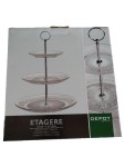 DEPOT Etagere Transparent Glas Metall rund Florales Muster…