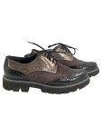 Vorschaubild 1 von Damen Schnürschuhe Brogues Gr. 40 Grau Lack Wildleder Chunky Sohle