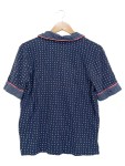 Vorschaubild 2 von Schlafanzug Oberteil Damen Blau Gepunktet Kurzarm Casual