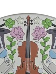Vorschaubild 2 von Blechdose Retro Mehrfarbig Design Violinen Rosen Glücksklee Ø20cm H10cm