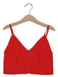 Vorschaubild 1 von Essentials Damen Crop Top Rot Rippstrick Träger Einheitsgröße NEU