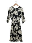 Vorschaubild 2 von Damen Freizeitkleid Midikleid Blumenmuster Schwarz Weiß Gr. 38 M