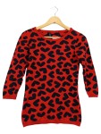 Vorschaubild 1 von Damen Pullover Rot Grafisch Gr. 34/XS Modal Wolle