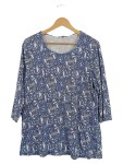 Vorschaubild 1 von Bluse Damen Gr. 46/3XL Mehrfarbig Baumwolle Florales Muster Casual 3/4-Arm