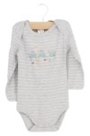 Vorschaubild 1 von Baby Body Gr. 74 Grau gestreift mit Tiermotiven Langarm