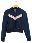 Vorschaubild 1 von Damen Blouson Jacke XS 34 Blau Sportlich Streifen Rippstrick