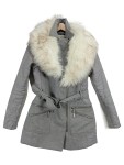 Vorschaubild 1 von Damen Winterjacke Grau Fellkragen Gr. 34 Modern