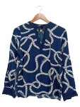 Vorschaubild 1 von Damen Bluse Gr. 36/S Blau Maritim Seil-Muster